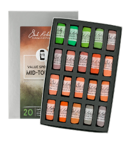 Richeson Soft Handrolled Pastels Set of 20 - Color Value Spectrum Mid-Tones 3