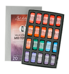 Richeson Soft Handrolled Pastels Set of 20 - Color Value Spectrum Mid-Tones 4