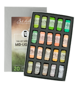 Richeson Soft Handrolled Pastels Set of 20 - Color Value Spectrum Mid-Lights 2