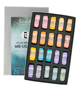 Richeson Soft Handrolled Pastels Set of 20 - Color Value Spectrum Mid-Lights 3