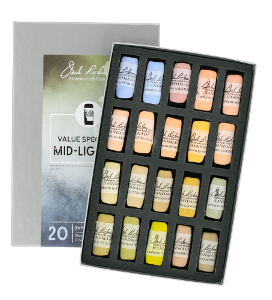 Richeson Soft Handrolled Pastels Set of 20 - Color Value Spectrum Mid-Lights 4