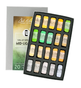 Richeson Soft Handrolled Pastels Set of 20 - Color Value Spectrum Mid-Lights 5