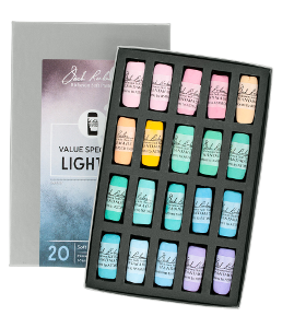 Richeson Soft Handrolled Pastels Set of 20 - Color Value Spectrum Lights 1