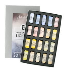 Richeson Soft Handrolled Pastels Set of 20 - Color Value Spectrum Lights 2