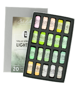 Richeson Soft Handrolled Pastels Set of 20 - Color Value Spectrum Lights 3