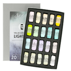 Richeson Soft Handrolled Pastels Set of 20 - Color Value Spectrum Lights 5