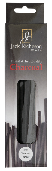 Richeson Natural Vine Charcoal Box of 25 - Thin Soft - Size 3/16