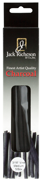 Richeson Natural Vine Charcoal Box of 5 - Regular Medium - Size 3/16