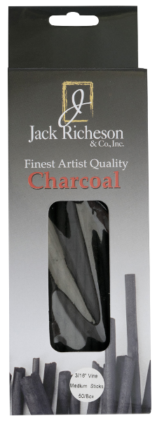 Richeson Natural Vine Charcoal Box of 50 - Thin Medium - Size 3/16