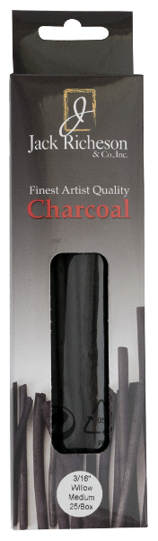 Richeson Natural Willow Charcoal Box of 25 - Medium Soft - Size 3/16