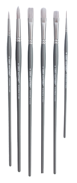 Richeson Grey Matters Brush Set of  6 Synthetic Acrylic Brushes