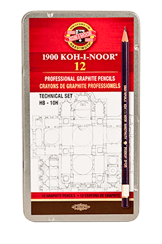 Koh-I-Noor Toison dOr Graphite Pencil Technical Set of 12 HB - 10H