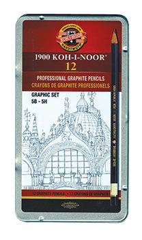 Koh-I-Noor Toison dOr Graphite Pencil Graphics Set of 12 5B - 5H