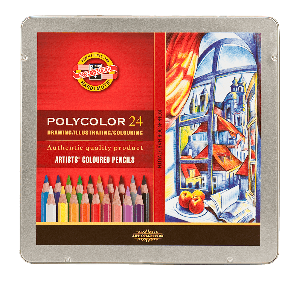 Lucky Art 24 Watercolor Pencils Professional, with A Brush and Tin Box - 24 Water Color Pencils for Children and Adult Coloring Books - Watercolor