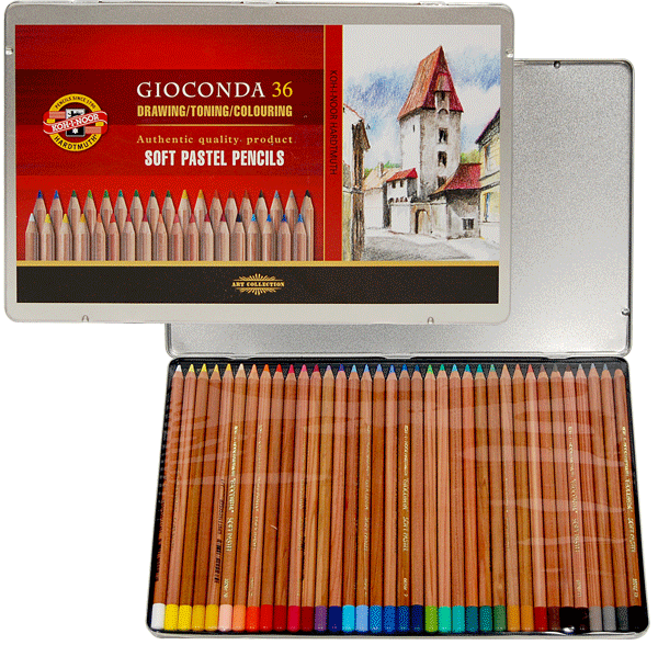 KOH-I-NOOR GIOCONDA Drawing Soft Pastel Pencils 8829 48 Colour In Metal BOX