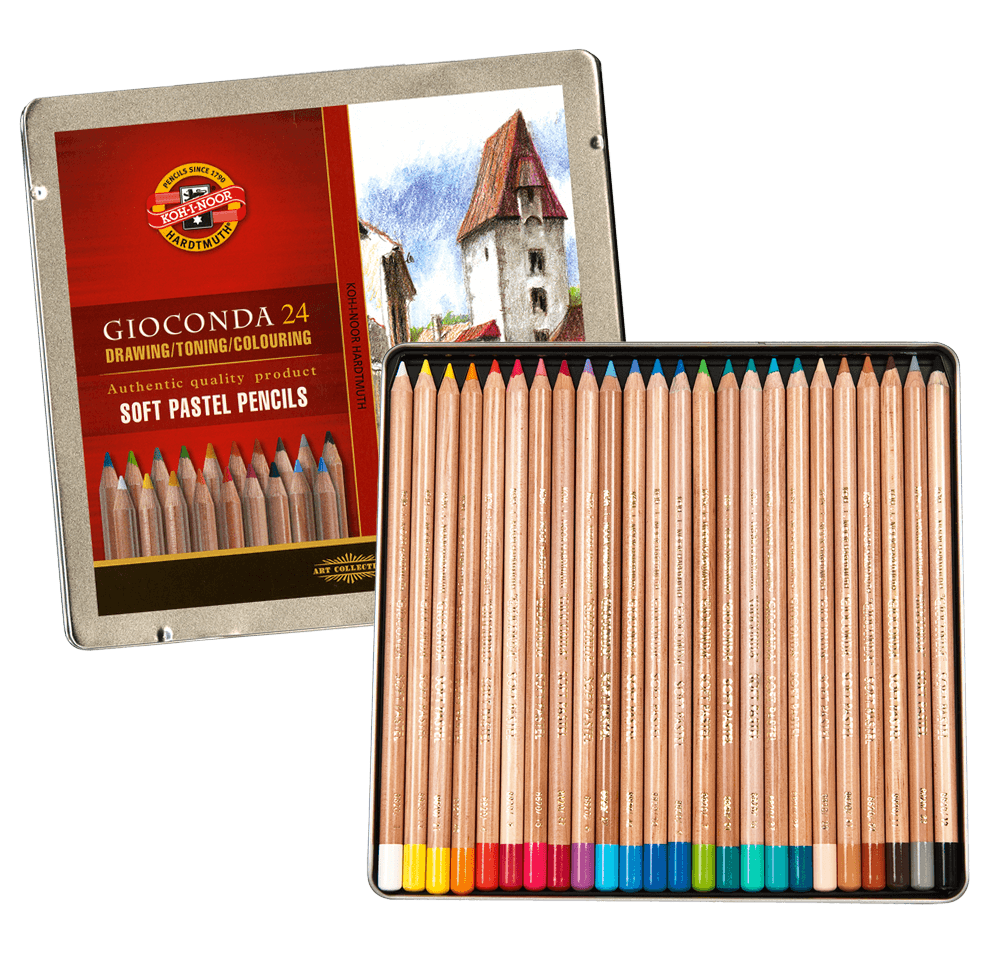 Koh-I-Noor Gioconda Soft Pastel Pencil Tin Set of 24 | Rex Art