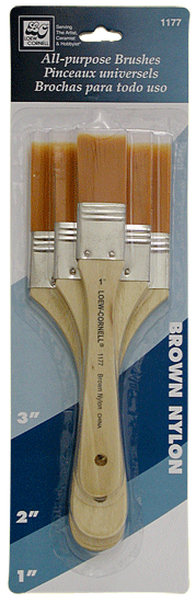 Loew Cornell All Purpose Brown Nylon Brush Set of 3 - Sizes 1, 2, 3