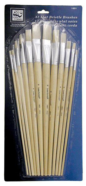 Loew Cornell Flat Bristle Brush Set of 12