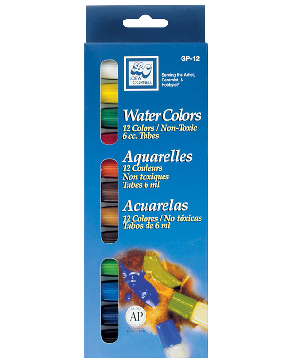 Loew Cornell Watercolor Tube Set of 12 - Size 6 cc.