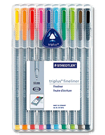 Staedtler TriPlus Fineliner Porous Point Marker Pens Easel Storage Case 0.3mm Assorted Colors (20 Count)