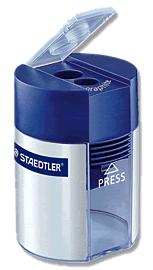 Staedtler Cylinder Pencil Sharpener with Shavings Container, 2-hole - Color Blue