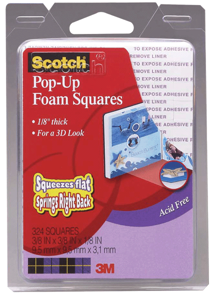Scotch(R) Layering Tape, Extra Thick, 216 Squares/Pack - Color White Size 3/8 x 3/8 x 1/4