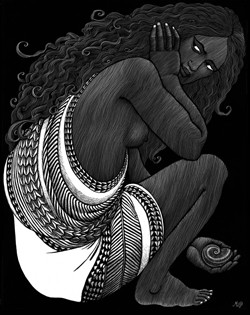 Michelle Dick's scratch art image titled - "Shell"