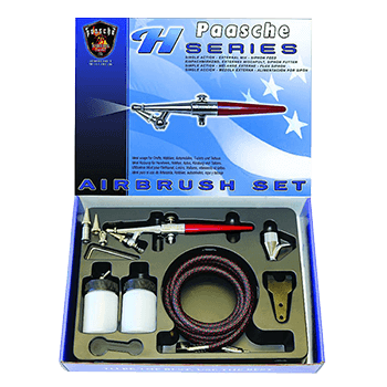 Paasche H Airbrush Set (.45, .65, & 1.05mm heads) & 1/8”BSP Adapter