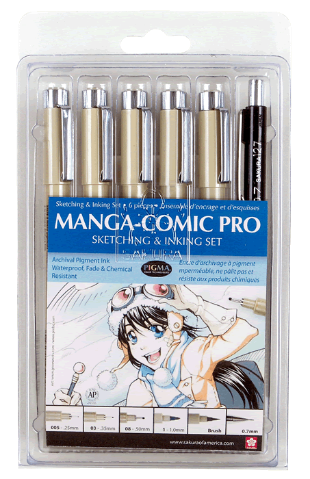 Sakura Manga-Comic Pro Sketching & Inking Kit of 6