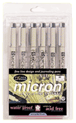 Sakura Pigma Micron Pen Set of 6 - Color Black - Size Assorted