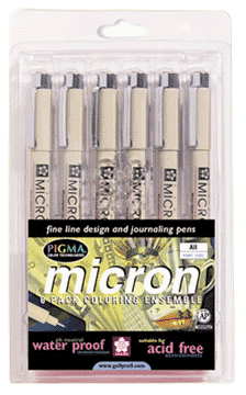 Sakura Pigma Micron Pen Set of 6 - Color Black - Size Assorted