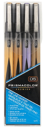 Prismacolor Premier Fine Line Marker Set of 4 - Color Fashion Colors - Size 05