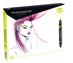 Prismacolor Premier Brush Marker Set of 12 Primary and Secondary