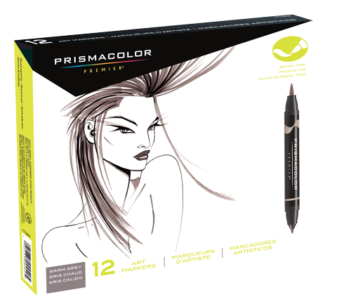Prismacolor Premier Brush Marker Set of 12 Warm Gray