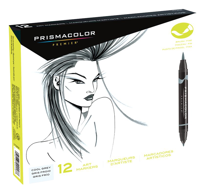 Prismacolor Premier Brush Marker Set of 12 Cool Gray Rex Art Supplies