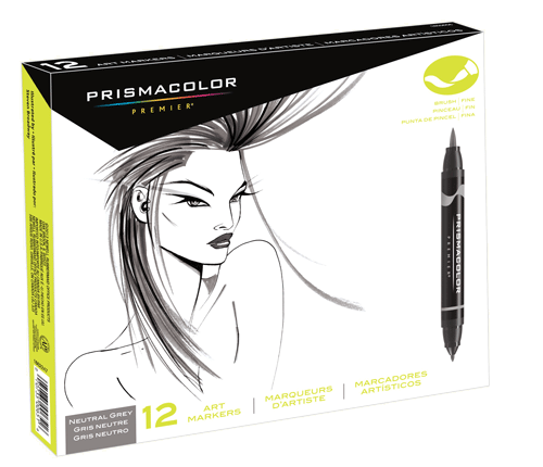 Prismacolor Premier Brush Marker Set of 12 Neutral Grey