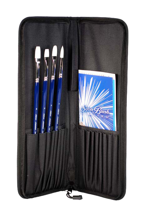 Silver Brush Bristlon Brush Set of 4 with Case