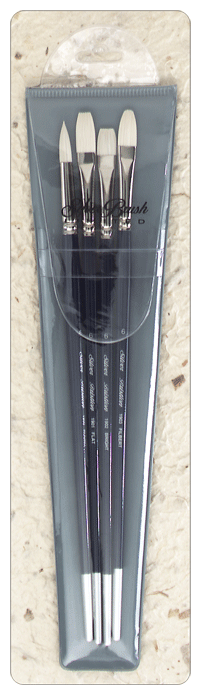 Silver Brush Bristlon Assorted Brush Set of 4 - Acrylic - Long Handles
