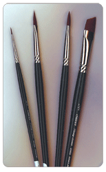 Silver Brush Ruby Satin Basic Brush Set of 4 - Acrylic/Oil - Short Handles