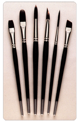 Silver Brush Ruby Satin Starter Brush Set of 6 - Acrylic/Oil - Short Handles