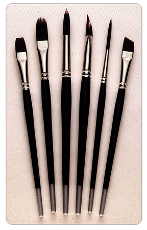 Silver Brush Ruby Satin Starter Brush Set of 6 - Acrylic/Oil - Short Handles