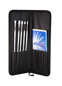 Silver Brush Silverwhite, Long Handle Acrylic Brush Set of 6 with Case