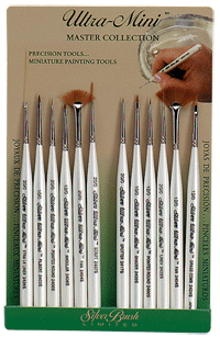 Silver Brush 2417S-20/0 Ultra Mini Short Handle Golden Taklon Brush Size 20/0 Spotter 