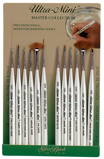 Silver Brush Ultra Mini Miniature Detail Brush Set of 12 - Short Handles