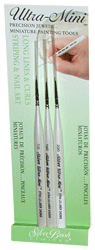 Silver Brush Ultra Mini Striper of 3 - Brush Set of 3 - Short Handles
