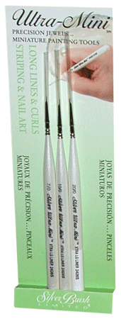 Silver Brush Ultra Mini Striper of 3 - Brush Set of 3 - Short Handles