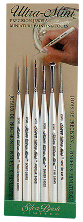 Silver Brush Ultra Mini Basic Miniature Detail Brush Set of 6 - Short Handles