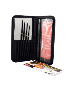 Silver Brush Black Velvet Voyage Plein Air, Short Handle Watercolor Travel Brush Set of 4 with Case