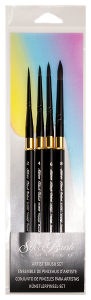 Silver Brush Black Velvet Voyage, Short Handle Watercolor Travel Brush Set of 4