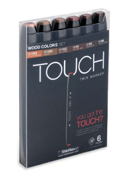 ShinHan Touch Twin Marker Set of 6 Woods